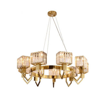 Big Villa Floating Pendant Modern Ring Luxury Decorative Metal Crystal Chandelier